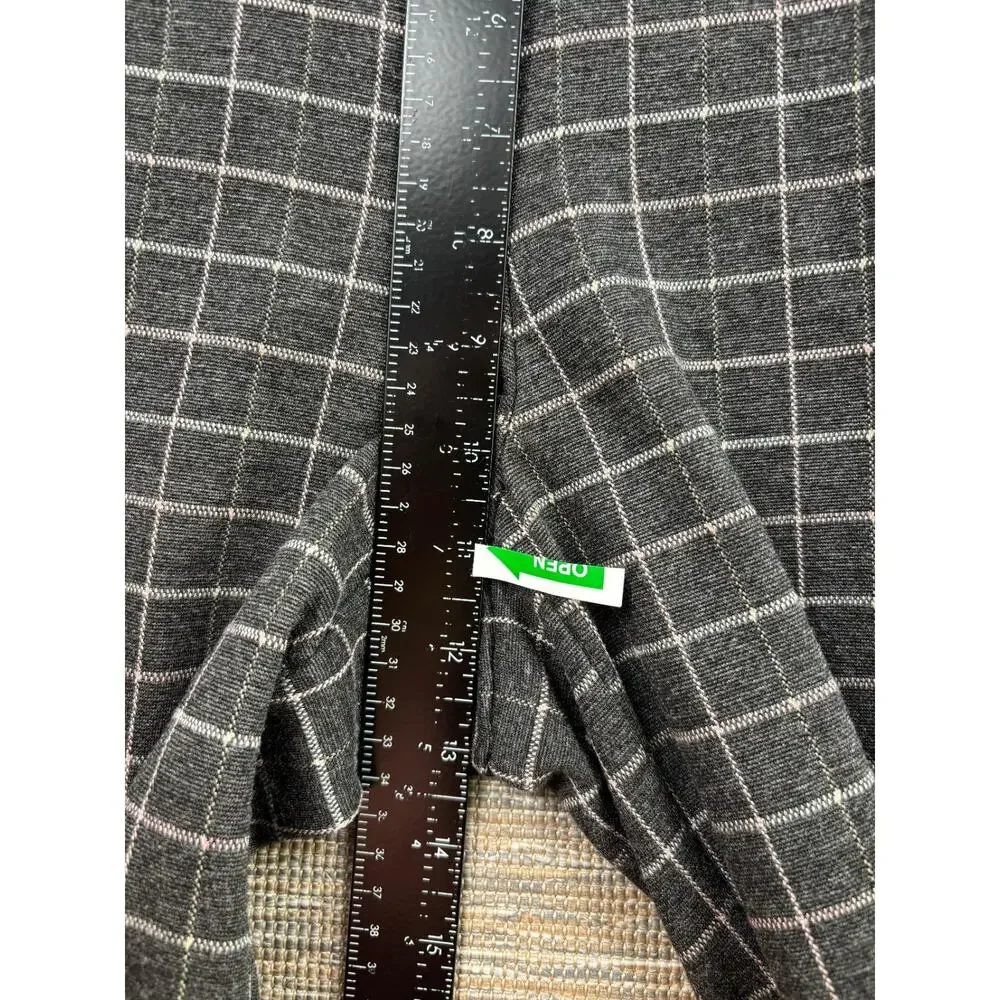 J Jill Ponte Wide Leg Cropped Pants Womens Size LP Charcoal Gray Windowpane